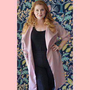 Pink Roll-Tab Trench Jacket
